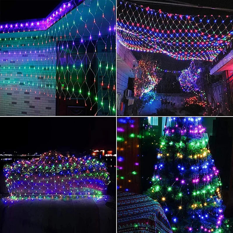 LED light net for outdoor and indoor – Colored Christmas lighting net
