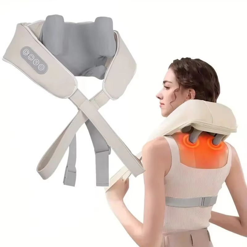 Wireless Neck and Shoulder Massager with Deep-Kneading for Back and Cervical Relief