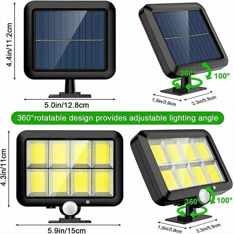 Solivor Solar Light with Motion Sensor | Wireless & Weatherproof | 3 Modes | 100 COB LEDs