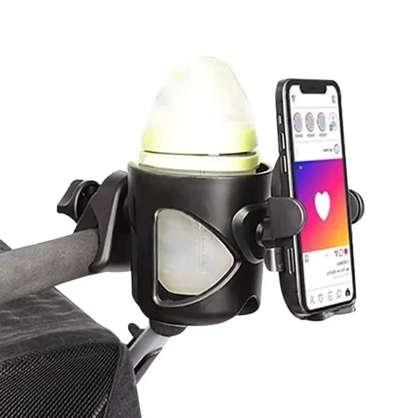 Universal Stroller Cup and Phone Holder with Secure Anti-Slip Grip
