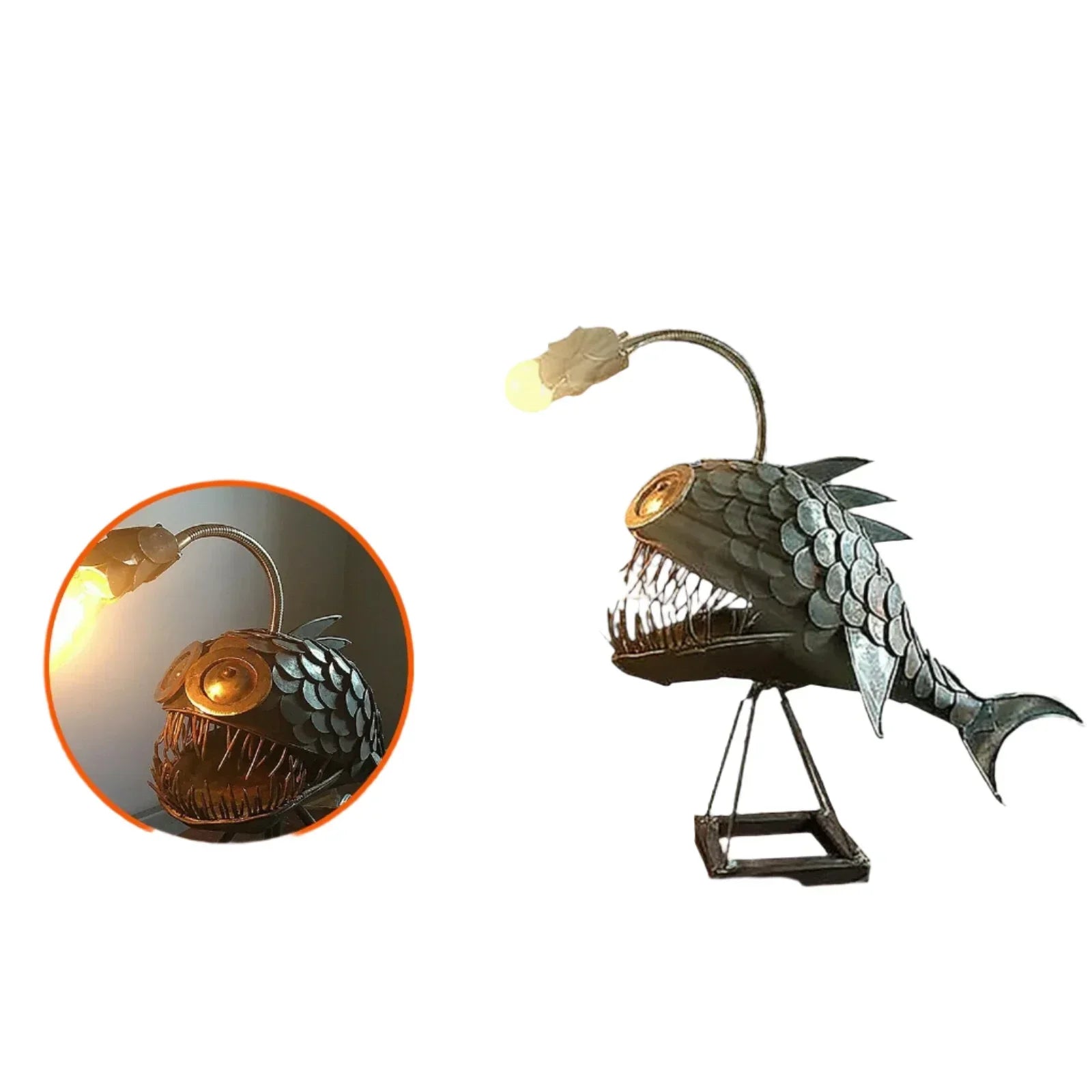 Table lamp - RusticFish - Adjustable lighting - Handmade artistic charm