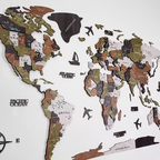 3D Wooden World Map Wall Art for Living Room or Office