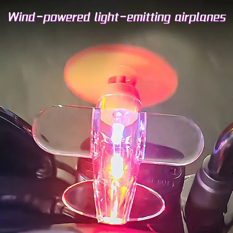 Wind-Powered LED Mini Airplane Car Decor