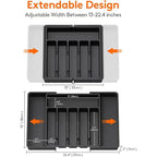 Modulora Cutlery Drawer Insert | Expandable Cutlery Organizer | Adjustable Storage System Made of PP | 38×35 cm