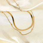 14k Herringbone & Satellite Chain Necklace Stack