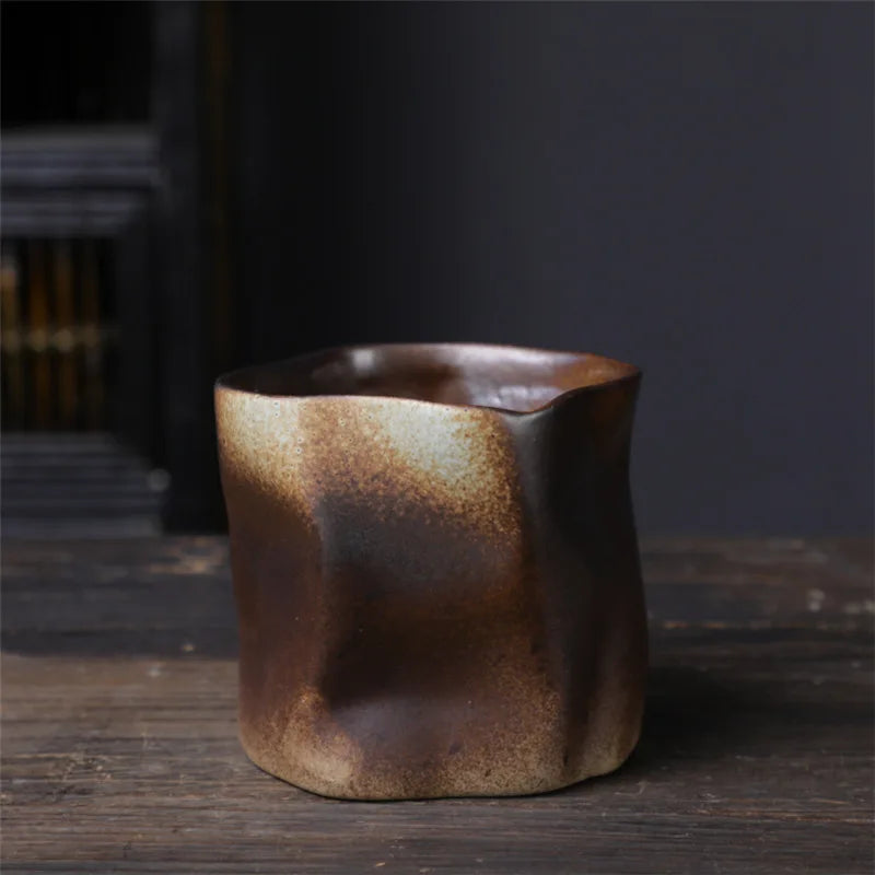 Irregular twisted shape cup 9.47 ounces/280 ml ceramic coffee tea cup without handle polychromatic creative ceramic mugs coffee mugs retro