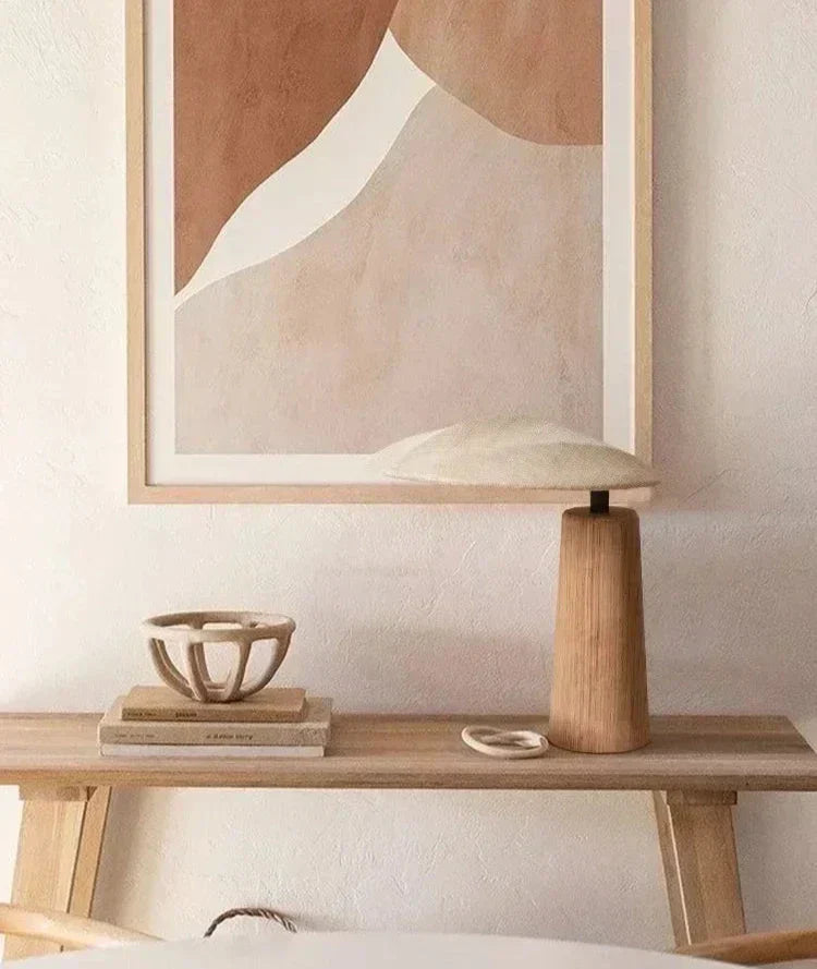 Designer Lamp with Natural Wood