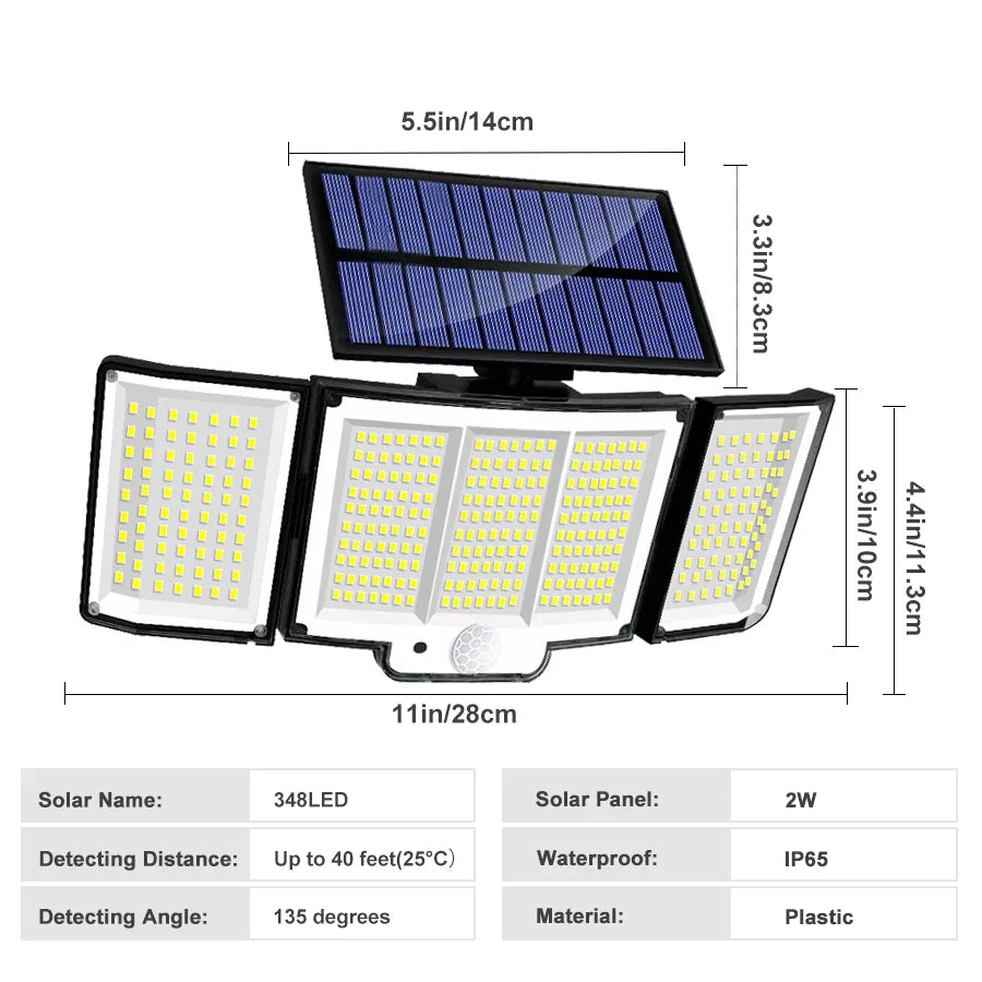 Solar Wall Light LumoGuard 318LED | Motion Sensor & 3 Lighting Modes | IP65 Waterproof for Garden, Terrace & Fence