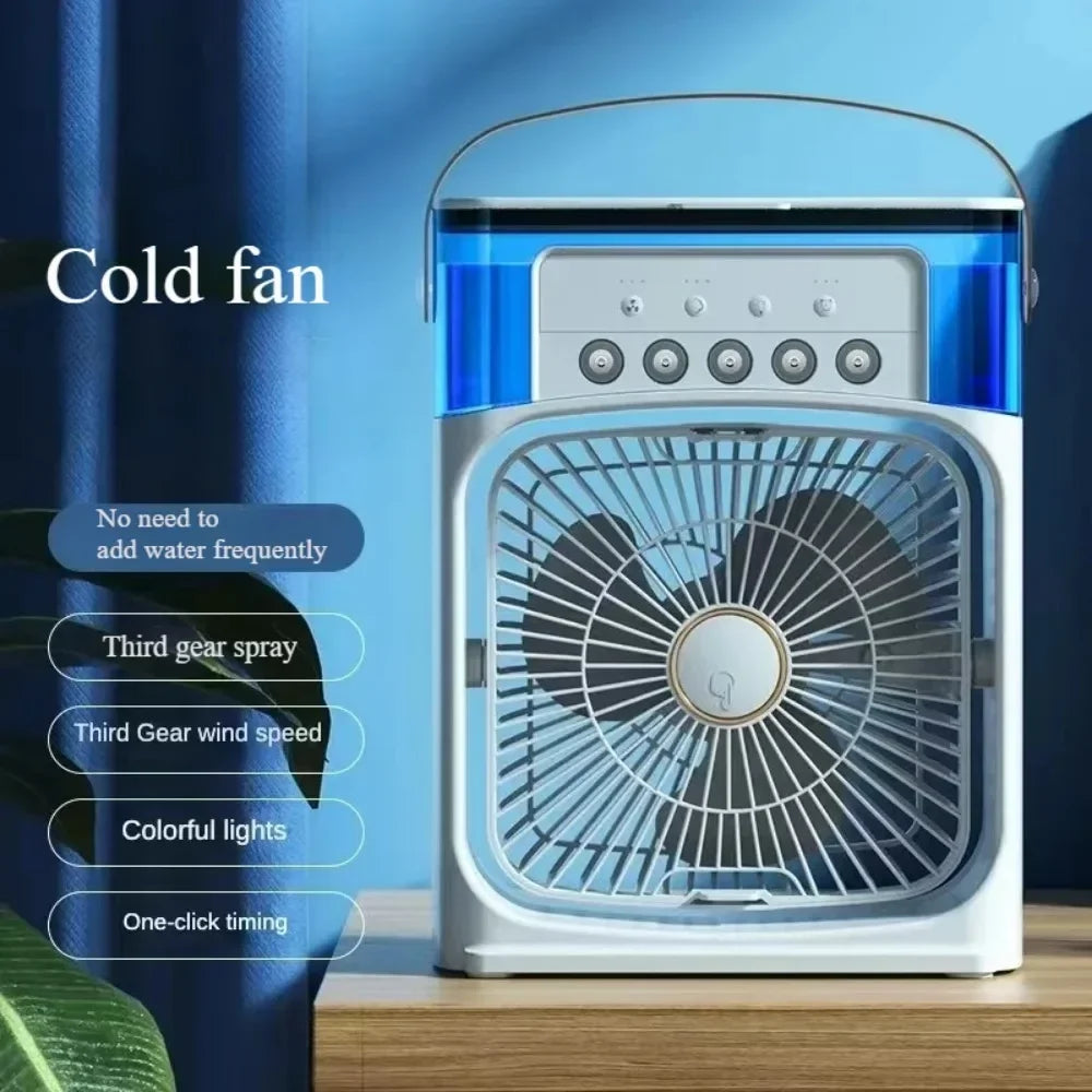 Auronix Mini Air Cooler | 3-in-1 Fan with LED & Humidifier | USB | 600ml Tank