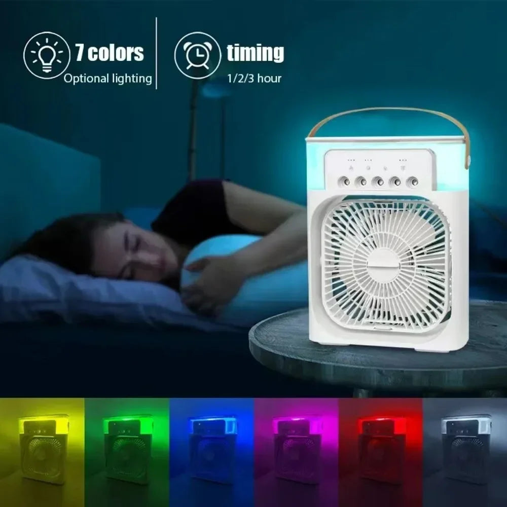 Auronix Mini Air Cooler | 3-in-1 Fan with LED & Humidifier | USB | 600ml Tank