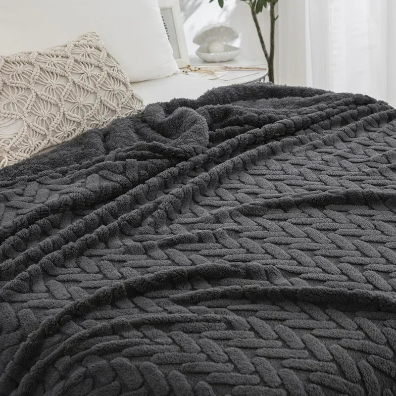 Jacquard Fleece Blanket CozyWeave | Single Layer & Double Sided | Soft Tafu & Shu Cotton Fleece | For Autumn & Winter