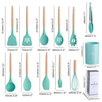 ChefEase – 12-piece silicone kitchen utensil set with wooden handles