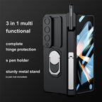 Luxury Case with S Pen Holder and Hinge Screen Protection Ring Stand Case for Samsung Galaxy Z Fold 5 Z Fold 4