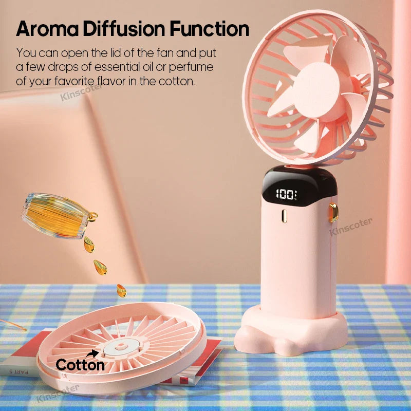 AERIONIQ 3-in-1 Mini-Fan | LED Display | 5 Levels | Battery with Power Bank Function | Portable & Standable