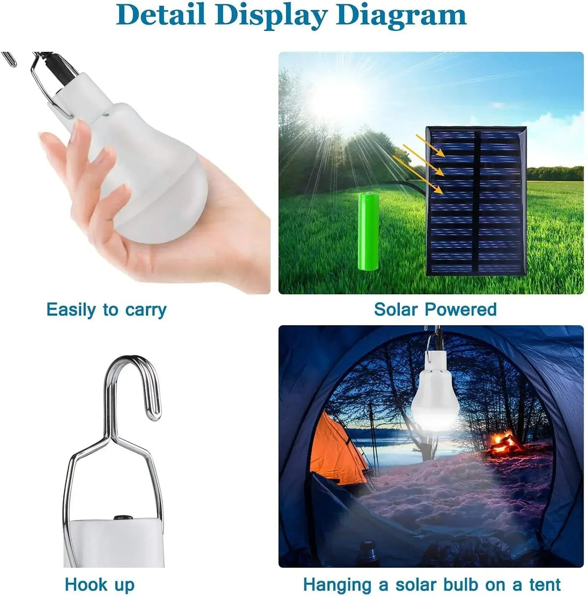 Solar lamp with solar panel – Energy-saving LED lamp for indoor and outdoor use