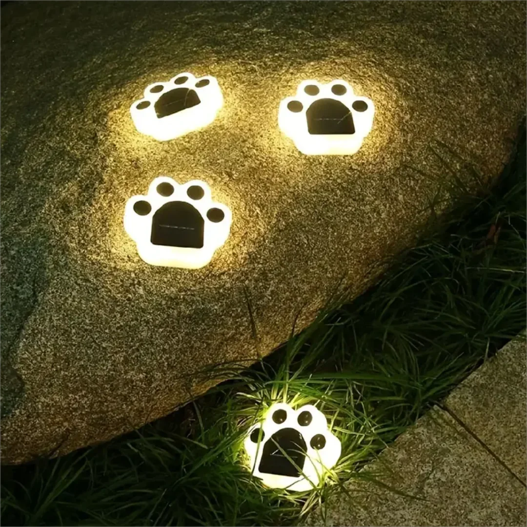 Glowing Paw LED Solar Pathway Outdoor Lights