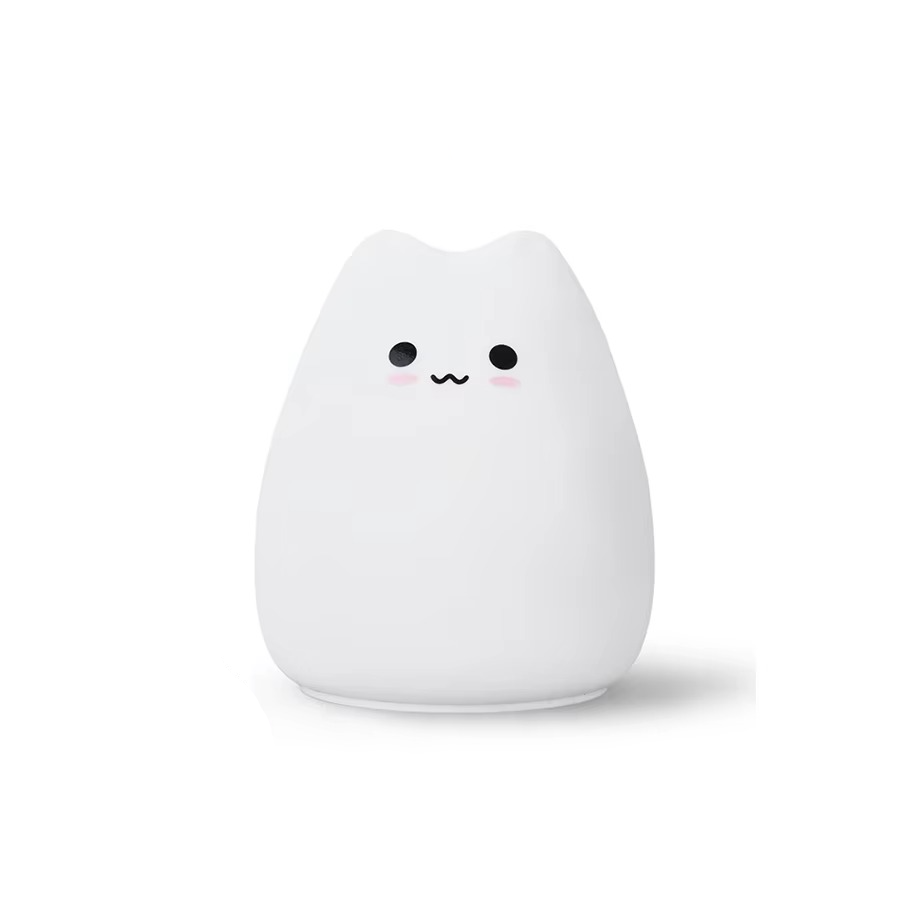Charming Cat Silicone Night Light with 7-Color Touch Sensor