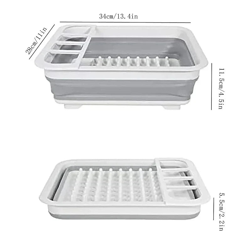 TrockniQ Foldable Drying Rack Kitchen | Dish Rack with Water Drain | Space-Saving & Washable | Modern Design Made of Plastic