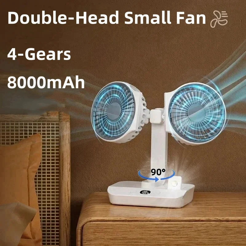 Brisano Table Fan Cordless | 8000mAh Battery | 90° Adjustable & 4-Speed Wind | LED Display & USB Charging