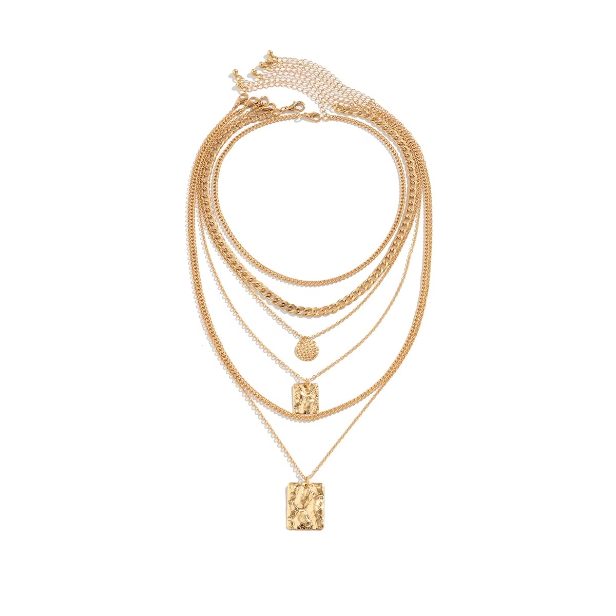 6-Piece Gold-Tone Vintage Coin & Square Tag Choker Set