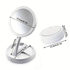 Glamora Travel Mirror LED | Double-Sided & 10x Magnification | Foldable & Portable | With Accessory Compartment