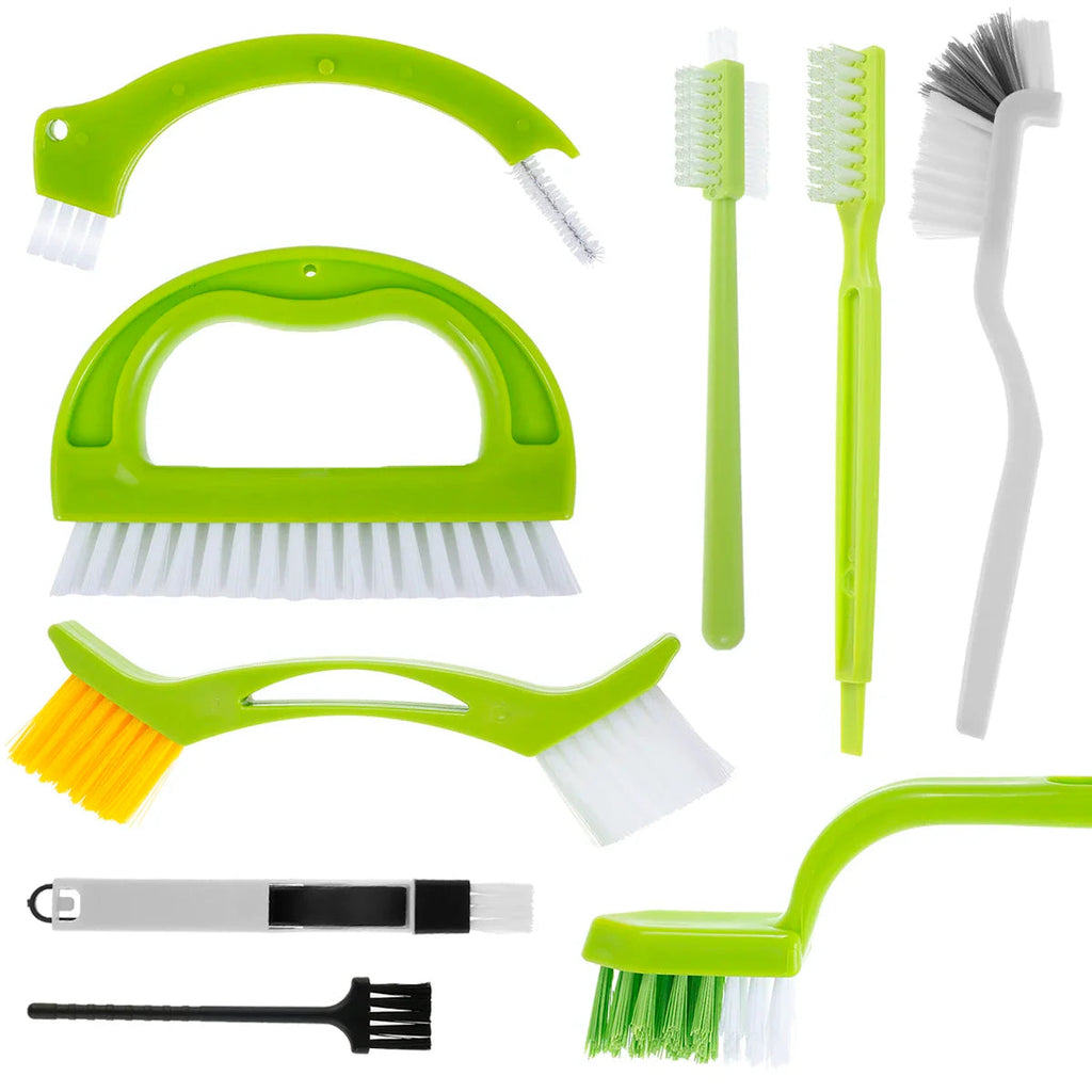 Fugenix Cleaning Brush Set | 9-Pack Grout & Groove Brushes | Ergonomic & Reusable | For Bathroom, Kitchen & Windows