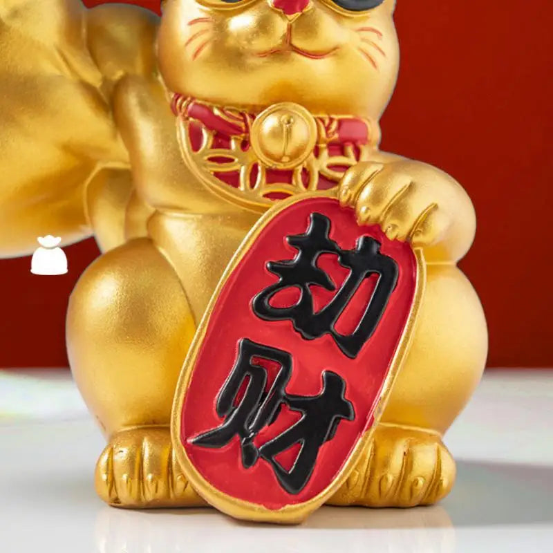 Large hand, happy wealth, waving cat, gold-colored waving hand cat, home decoration, welcoming waving cat, sculpture, statue, decor, car ornament, shop gift