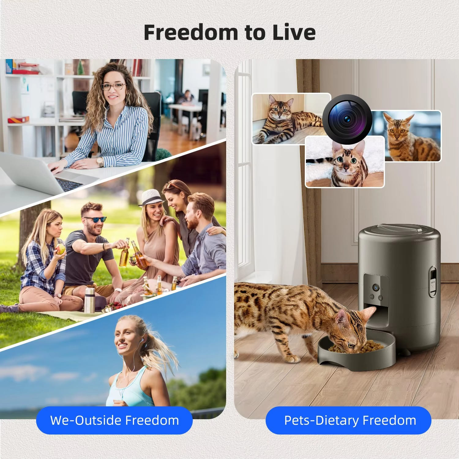 Smart 68oz Automatic Pet Feeder with Camera & WiFi Control