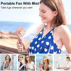 Brisella Air Mini Hand Fan with Air Humidifier | 4-Stage Spray Function | USB Rechargeable | Portable & Quiet