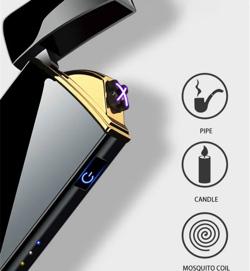 Rechargeable USB Plasma Lighter with Windproof Double Arc Flame – Stylish Metal Design for Indoor and Outdoor Use