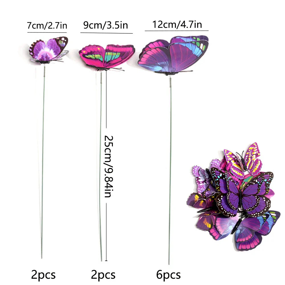 FloraViva Butterfly Garden Stakes | Set of 10 | Weatherproof & Colorful | For Beds, Flower Pots & Balcony