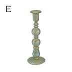 Ribbed Glass Candle Holders - Green