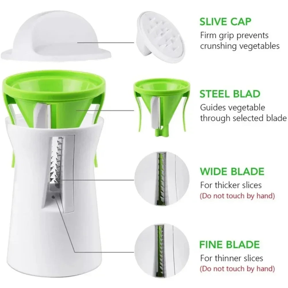 VeggiTwist Spiral Cutter | For Vegetables & Cheese | Manual & Compact | Stainless Steel & BPA-free Plastic
