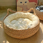 Rattan cat bed handwoven & washable