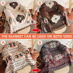 AztecaLoom Boho Blanket | XXL Aztec Throw with Fringes | Southwestern Ethno Style | Vintage Throw Blanket made of Cotton Blend
