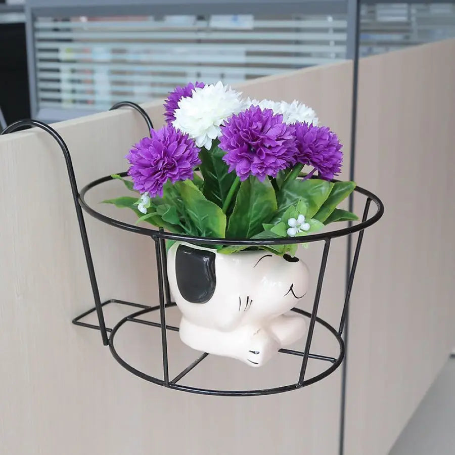 Practical plant pot holder with stable metal frame for balcony and terrace