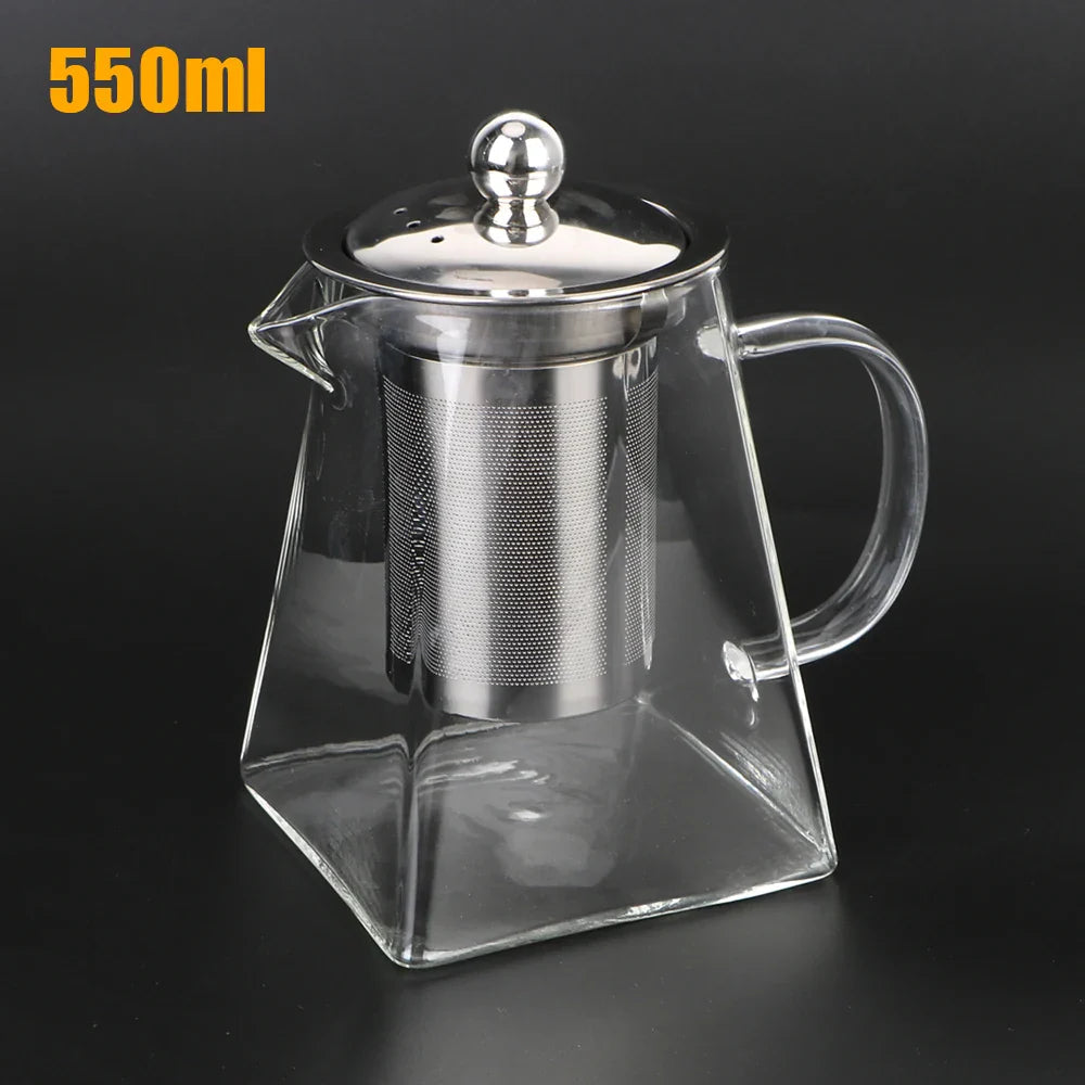 Teavora Glass Teapot with Stainless Steel Infuser | Heat Resistant & Dishwasher Safe | For Loose Tea & Tea Flowers | 550/750/950 ml