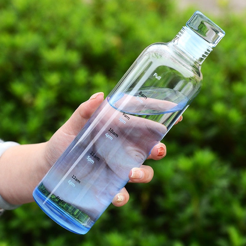 Time-Scale Water Bottle with Spill-Proof Lid