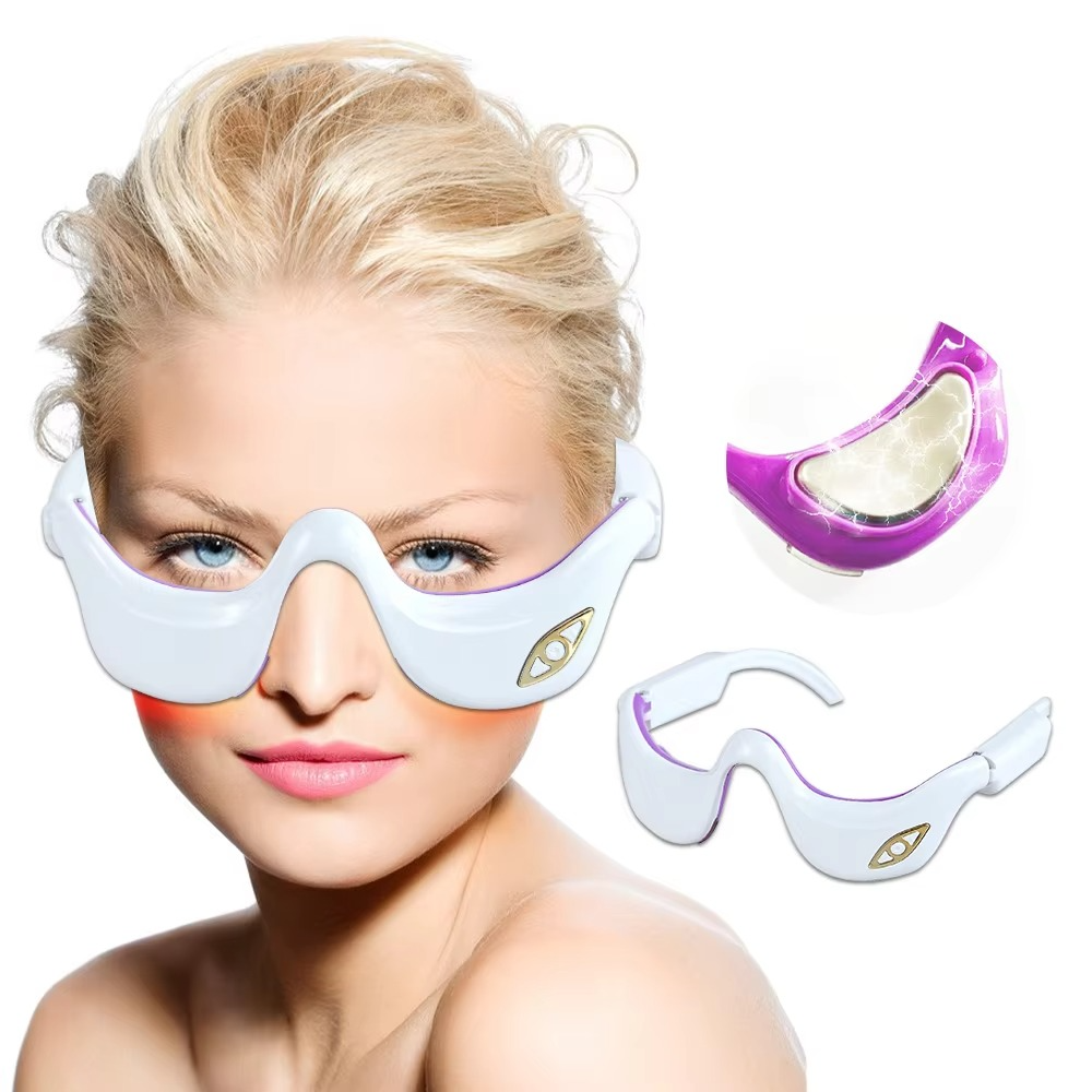 Under Eye Red Light Therapy Massager Glasses Microcurrent Eye Device for Dark Circles and Puffiness