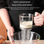 Bakina Flour Sieve semi-automatic | Double sieve with squeeze handle | Fine mesh for baking & powdered sugar | Set of 2