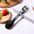 SurviFork Gear | Outdoor Cutlery & Multitool | Stainless Steel Black | Compact & Robust