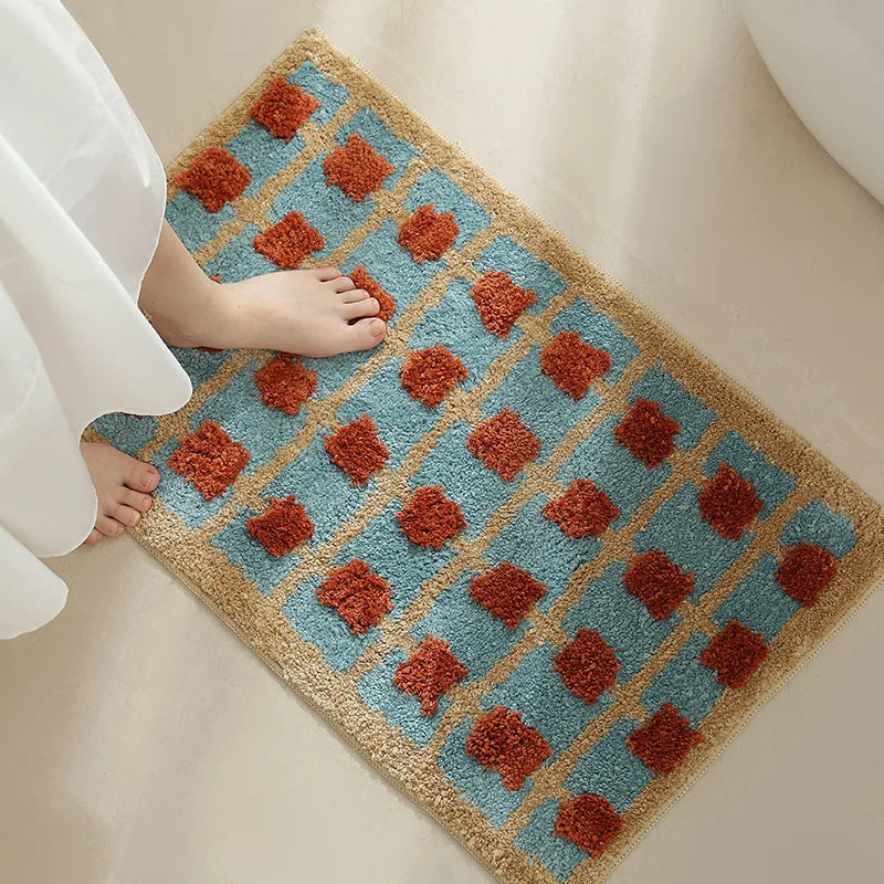Abstract Grid Tufted Bath Mat