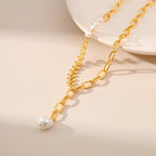 18k Minimal Mix Chain Lariat Necklace