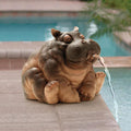 Playful Hippopotamus Garden Sprinkler Statue