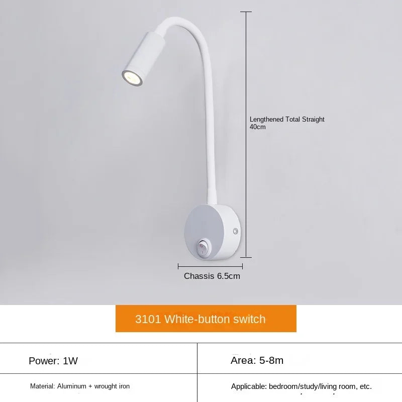Versatile LED Wall Lamp: Modern, Flexible, Perfect for Reading in Bed