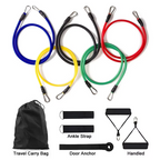 11-Piece TPE Resistance Band Set with Handles, Door Anchor, Ankle Straps, Carry Bag