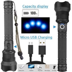 High-Power LED Tactical Flashlight, USB Rechargeable, Zoomable Beam, 5 Light Modes, Waterproof, Fits 26650 Battery