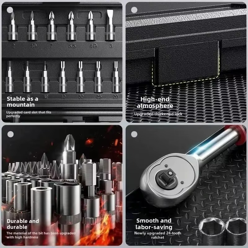 46 or 53 Piece Automotive Socket and Torque Wrench Repair Tool Set