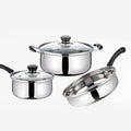 3 piece cookware set made of stainless steel