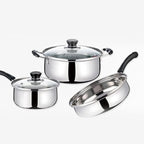 3 piece cookware set made of stainless steel